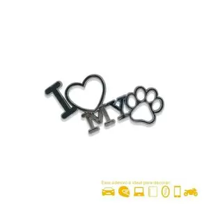 imagem de Adesivo Cromado em Auto Relevo I Love My Dog - Cromarca