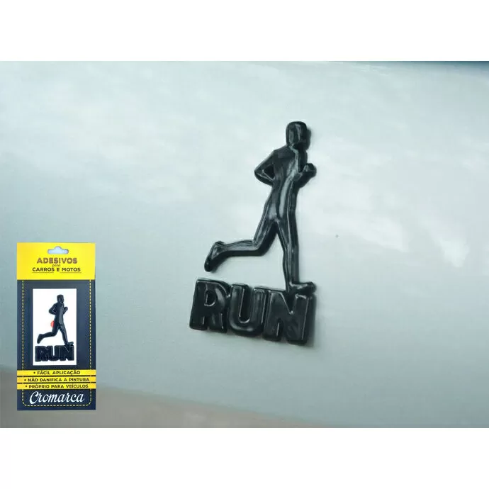 imagem do produto Adesivo Cromado em Auto Relevo Run Man Corredor - Cromarca