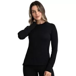 imagem de Blusa Segunda Pele Finest Merino Feminina Preta - Solo